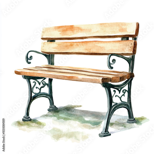 Bench watercolor clipart illustration  (13)