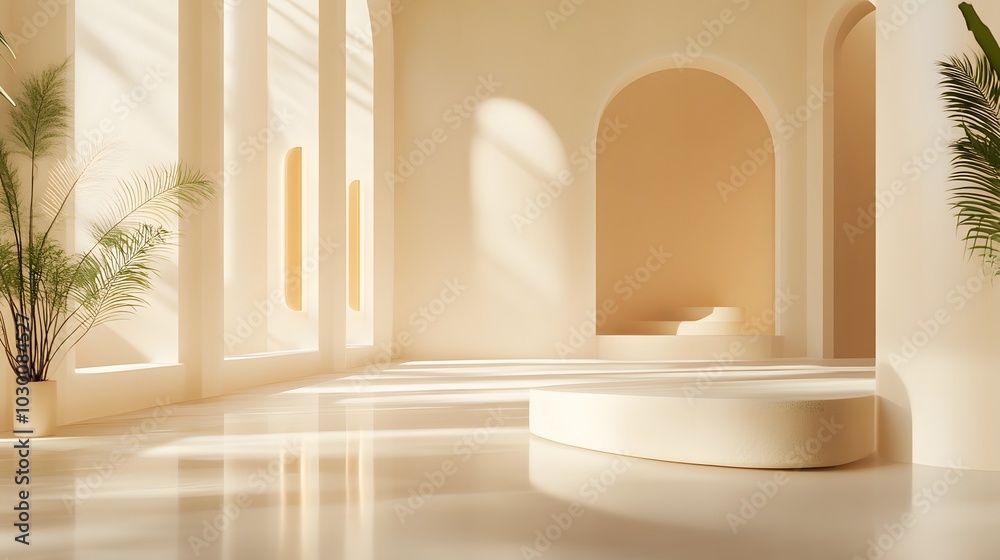 40. **A light-filled abstract environment that emphasizes the beauty of the product displayed. 40. **A light-filled abstract environment that emphasizes the beauty of the product displayed.