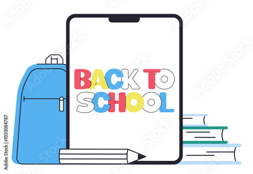 Lettering Back to school with school supplies 