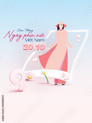 Happy Vietnamese Womens Day October 20th holiday