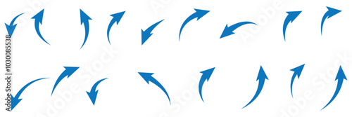Flat style Curved Red Arrow icon collection isolated. different kinds of arrow symbol indicator. for your apps, websites projects