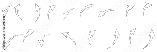 Flat style Curved Red Arrow icon collection isolated. different kinds of arrow symbol indicator. for your apps, websites projects