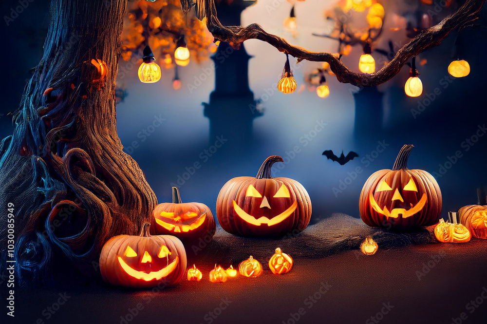Mehrere Kürbisse als Halloween Deko