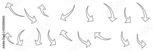 Black curved arrows icons set. Arrow sign in flat style. Wind movement image, process repeat symbol, rotation. Vector illustration