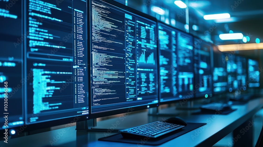 A computer screen filled with critical data, emphasizing restricted access A computer screen filled with critical data, emphasizing restricted access