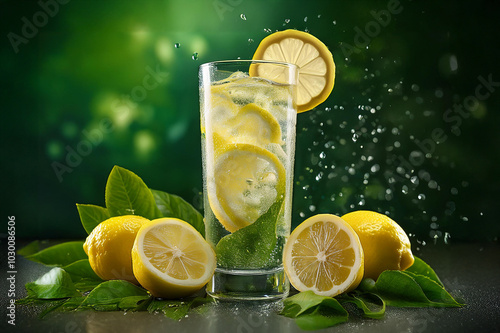 Obraz na płótnie Ein Longdrink mit Zitronenscheibe w salonie