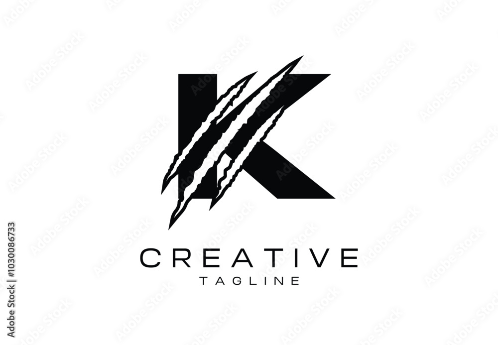 Initial Letter K and Claw, Scratch Logo Design Template - Vector Initial Letter K and Claw, Scratch Logo Design Template - Vector