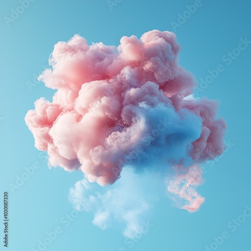 Whimsical Cotton Candy Cloud in Dreamy Sky for Fantasy Illustrations, Children's Themes, and Imaginative Landscapes