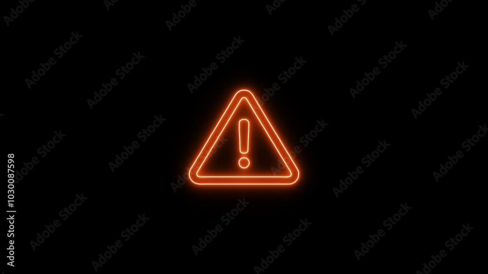 Neon warning icon animation .