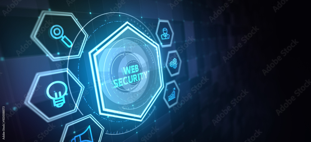 Web security. Cyber security, computer data encryption and internet protection. 3d illustration Web security. Cyber security, computer data encryption and internet protection. 3d illustration