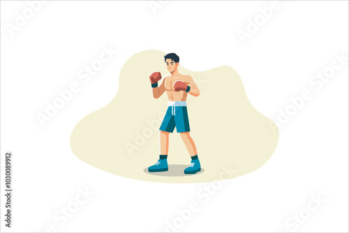 Boxing sport vector design illustration on isolated white background. Vector illustration.