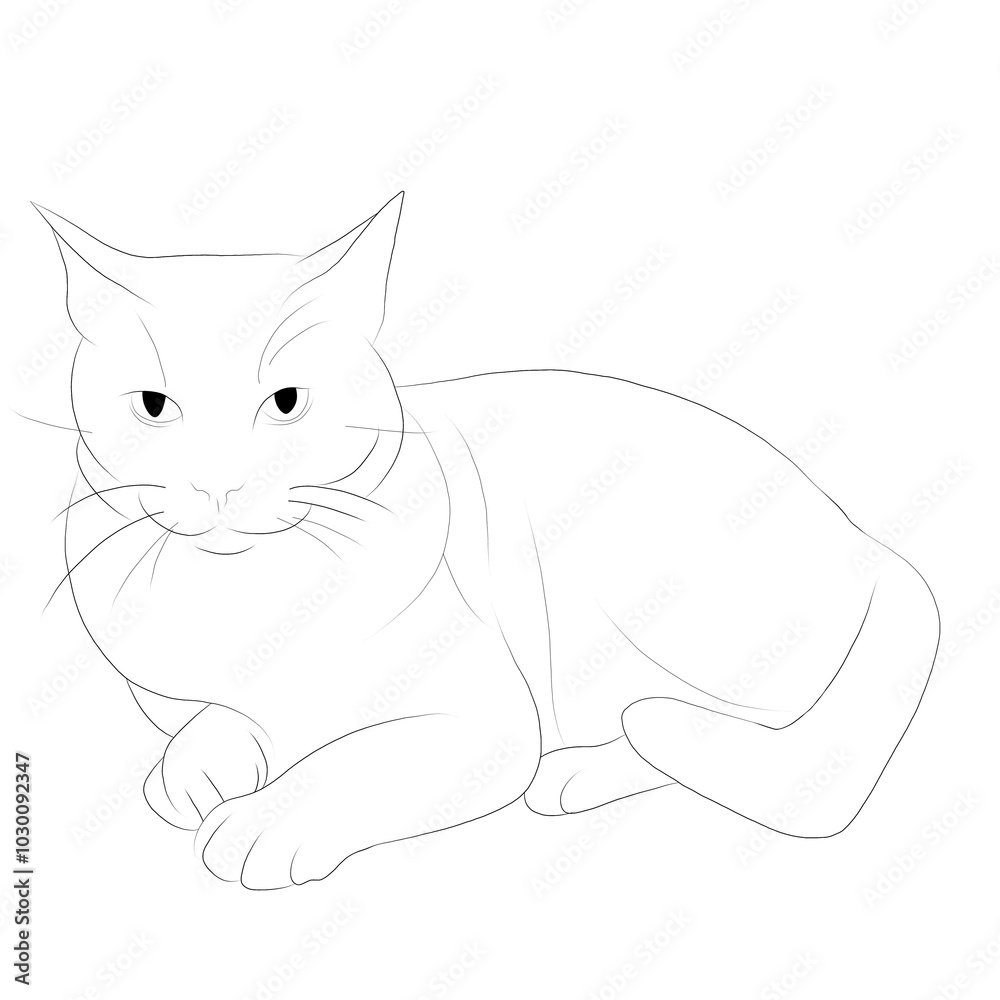 Obraz premium 猫 線画