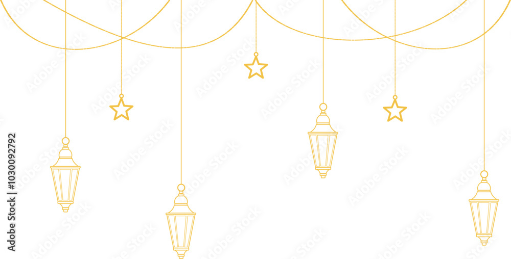 Hanging Islamic Lantern Border Hanging Islamic Lantern Border