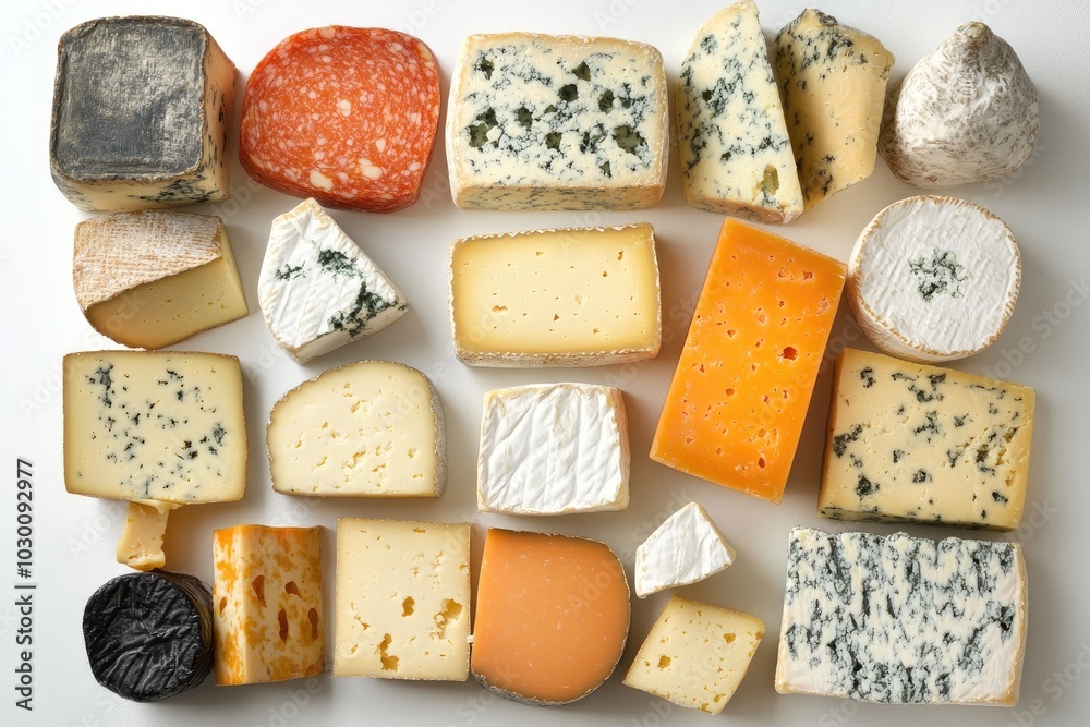 Assorted Cheese Selection with Blue Cheese and Salami Assorted Cheese Selection with Blue Cheese and Salami