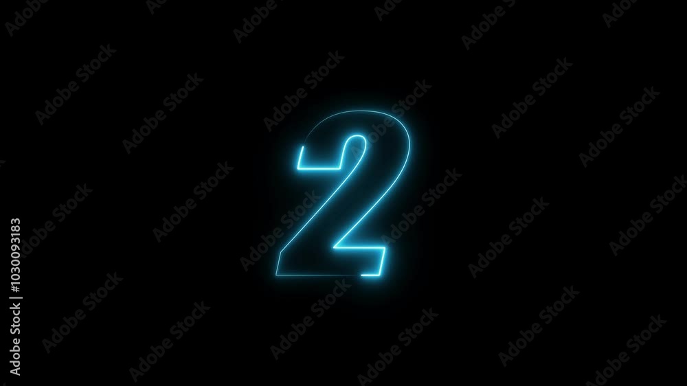 Abstract neon countdown number animation. Abstract neon countdown number animation.