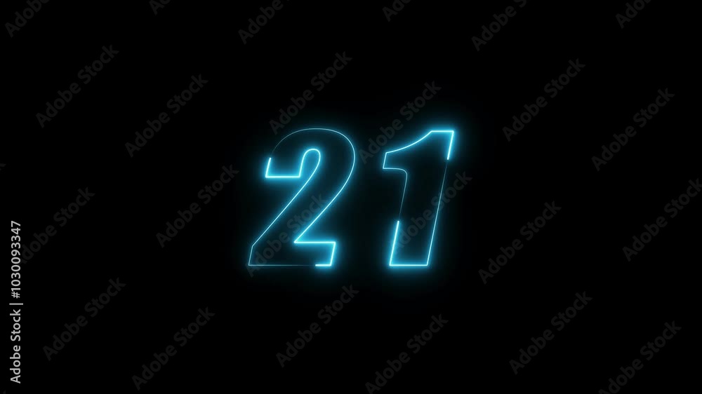 Abstract neon countdown number animation.