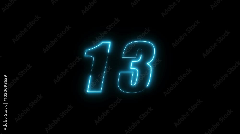 Abstract neon countdown number animation. Abstract neon countdown number animation.