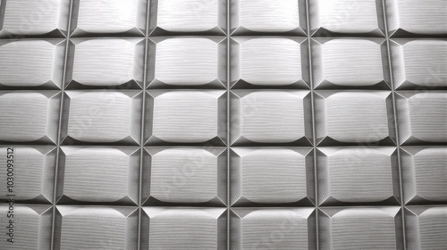 generative ai, Brushed metallic tiles with a three-dimensional grid pattern, creating a sleek and modern look for contemporary architectural designs