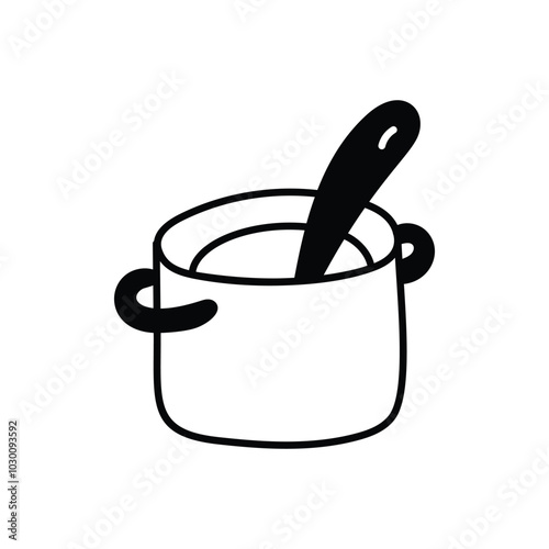 Cooking pot hand draw doodle vector icon