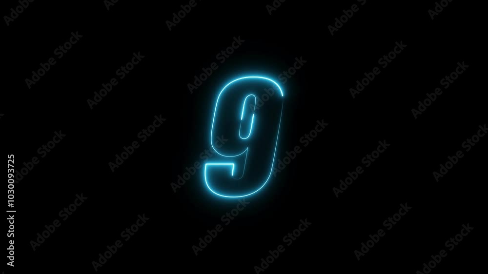 Abstract neon countdown number animation.