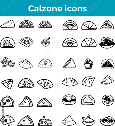 Calzone icon Italian stuffed pizza folded dough gourmet food vector meal baked pastry illustration