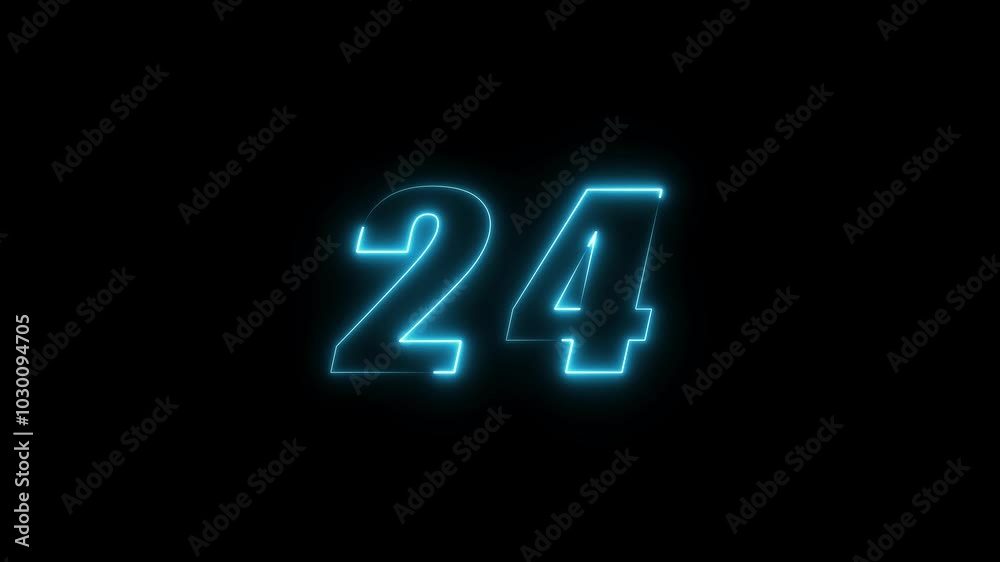 Abstract neon countdown number animation.