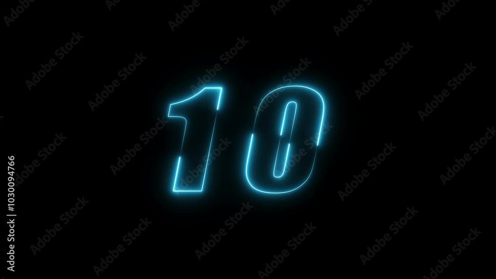 Abstract neon countdown number animation. Abstract neon countdown number animation.