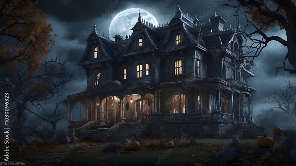 Halloween hauntingly dark and moody black building, creepy and macabre Halloween scary house poster moonlit night, holiday event Halloween banner background concept Halloween hauntingly dark and moody black building, creepy and macabre Halloween scary house poster moonlit night, holiday event Halloween banner background concept
