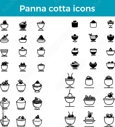 Panna cotta icon Italian creamy dessert gourmet food vector sweet dish custard illustration