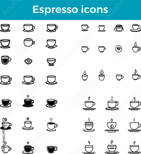 Espresso icon Italian coffee shot strong brew gourmet drink vector cafe beverage illustration