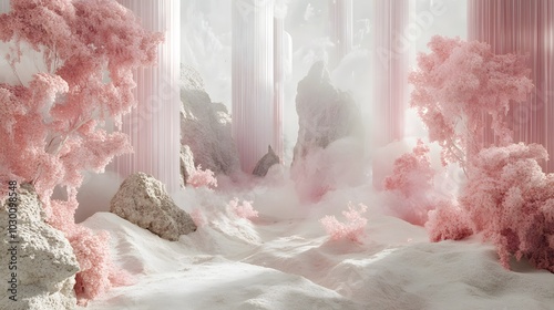 131. **An ethereal landscape of soft hues that beautifully frames the product is details.