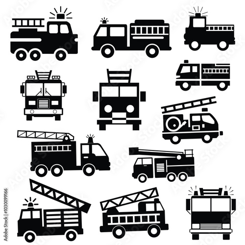 Fire Truck Silhouette Design