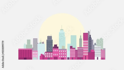 Footage of Cityscape Landscape with Modern City Skyscraper Buildings