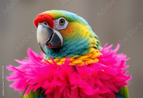 Parrot with a Feather Boa Picture a parrot with vibrant and colo photo