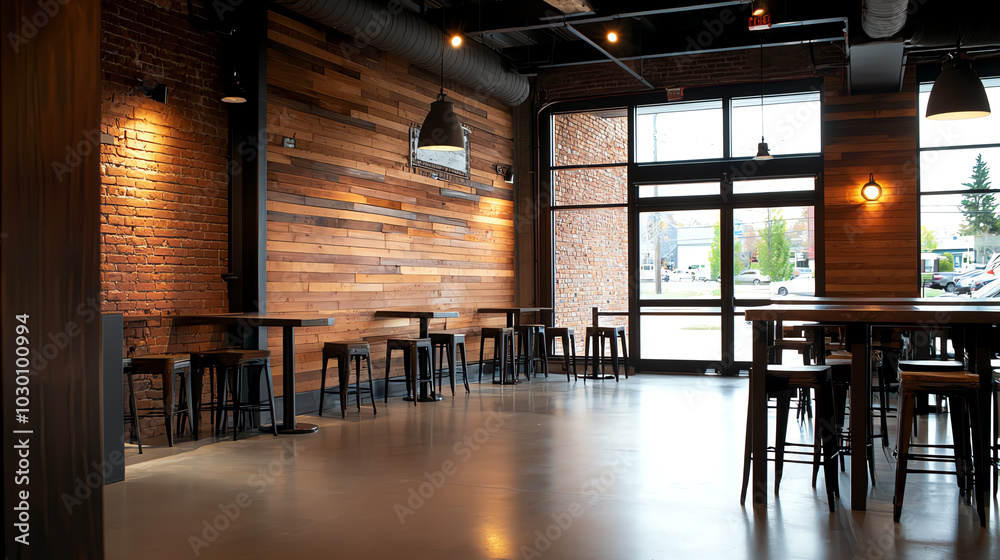 Modern rustic interior with wooden accents. Modern rustic interior with wooden accents.