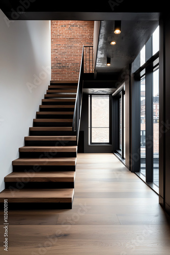 Modern stairway in a stylish interior space