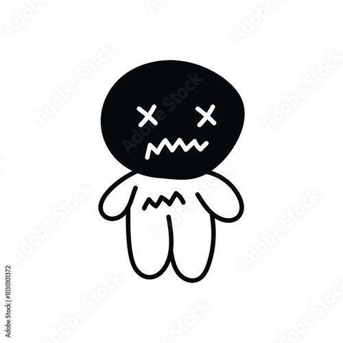 Voodoo doll hand draw doodle vector icon