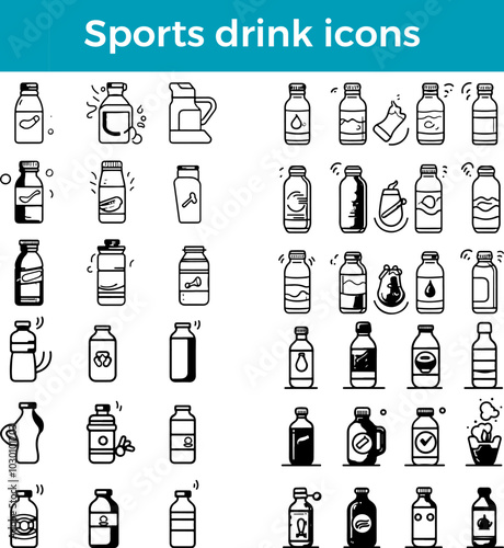 Sports drink icon energy-boosting electrolyte beverage vector hydration for athletes illustration