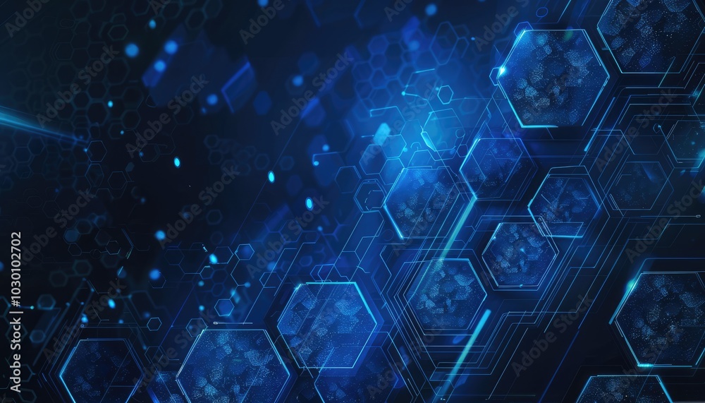 Abstract Blue Hexagon Pattern with Glowing Lines and Dots Abstract Blue Hexagon Pattern with Glowing Lines and Dots