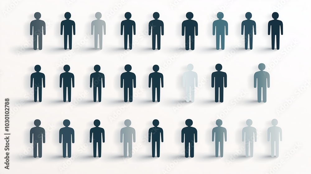 Silhouettes of diverse people in a gradient of shades from dark to light Silhouettes of diverse people in a gradient of shades from dark to light