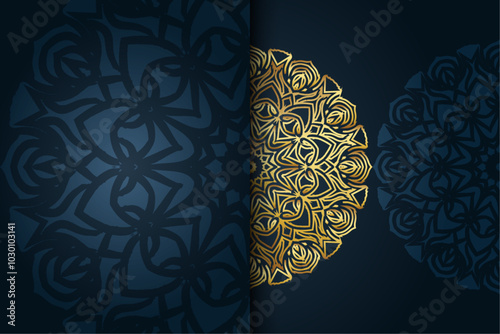 Striking Gold Designs on Black Background with Intricate Decorative Patterns and Central Circle