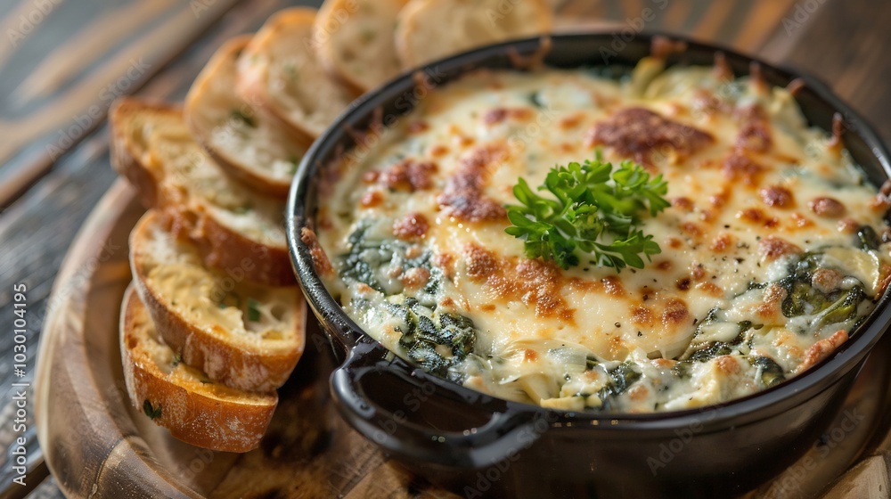 Baked Spinach Artichoke Dip with Crusty Bread Baked Spinach Artichoke Dip with Crusty Bread