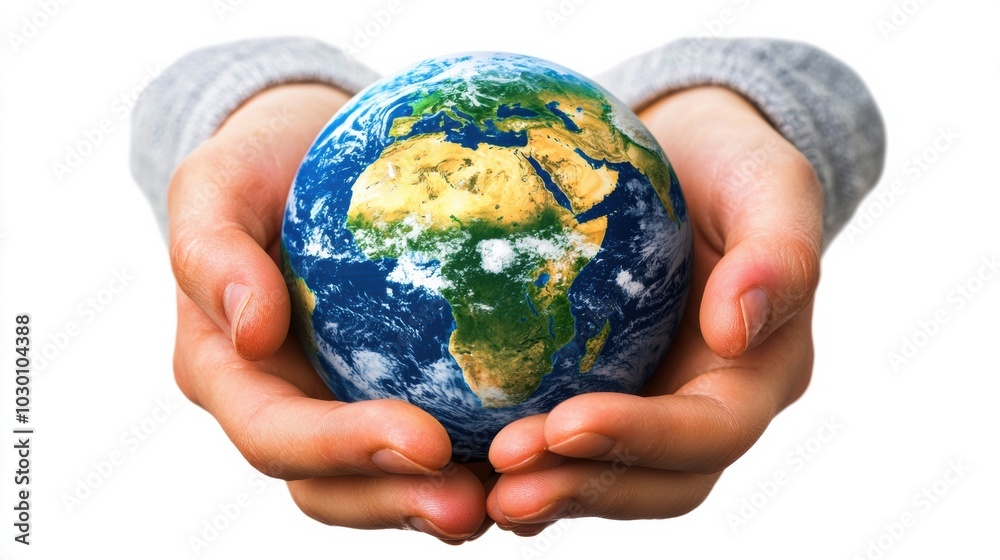 Caring Hands Holding the Planet Earth Emphasizing Environmental Conservation and Sustainability Caring Hands Holding the Planet Earth Emphasizing Environmental Conservation and Sustainability