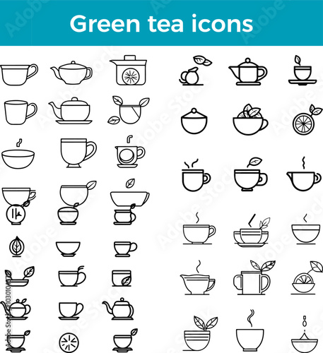 Green tea icon refreshing brewed beverage antioxidant drink vector healthy lifestyle illustration