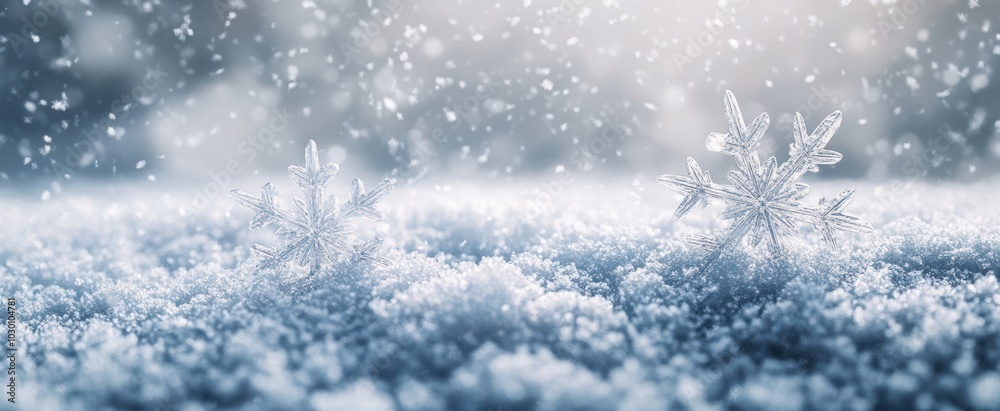 The Snowflakes in Winter Scene The Snowflakes in Winter Scene