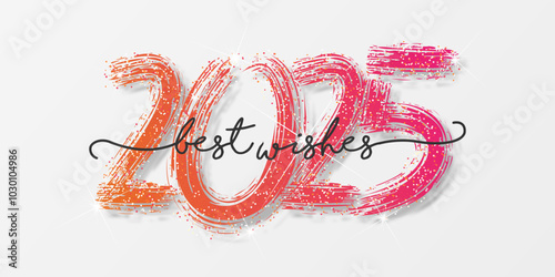 Happy new year - best wishes 2025 with colorful truncated number. Perfect vector for poster, banner, greeting and new year 2025 celebration.