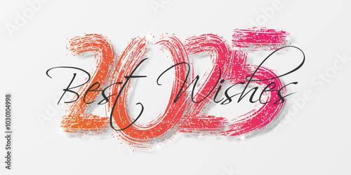 Happy new year - best wishes 2025 with colorful truncated number. Perfect vector for poster, banner, greeting and new year 2025 celebration.