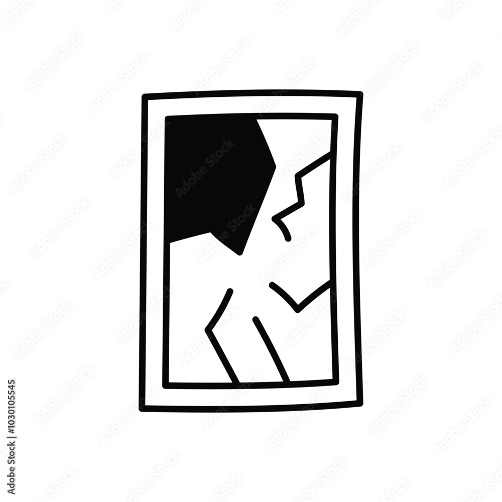 Broken mirror hand draw doodle vector icon Broken mirror hand draw doodle vector icon
