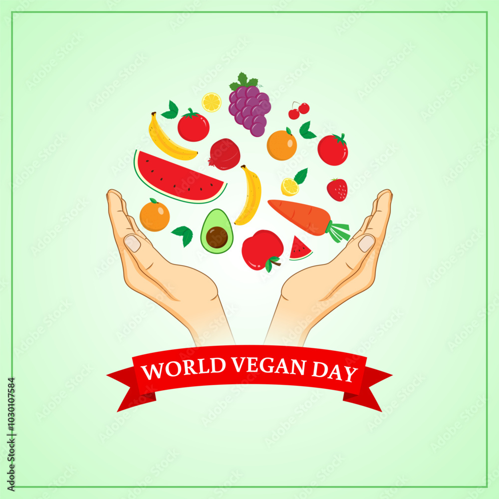 Φωτογραφία Vector illustration of World Vegan Day social media template