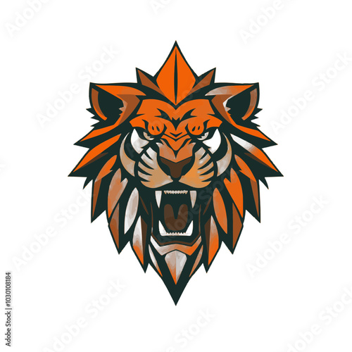 Aggressive Roaring Lion Head Mascot Design